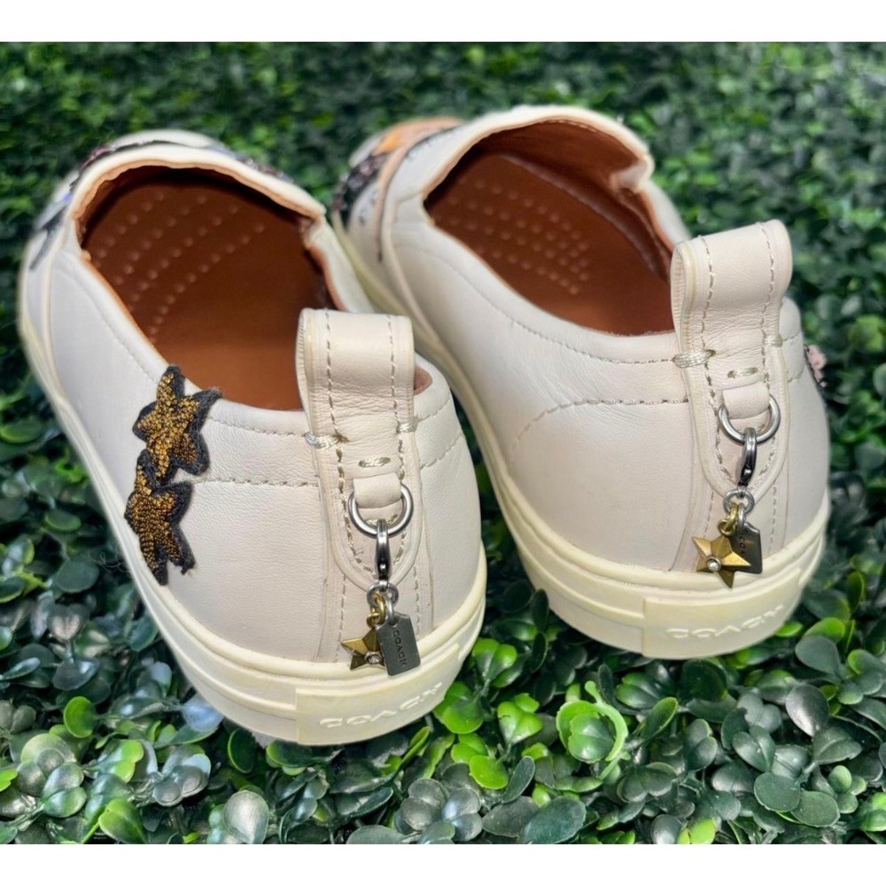 Coach Womens White Leather Celestial Star Sequin Slip On Sneaker G1925 Size 10B - Picture 5 of 6